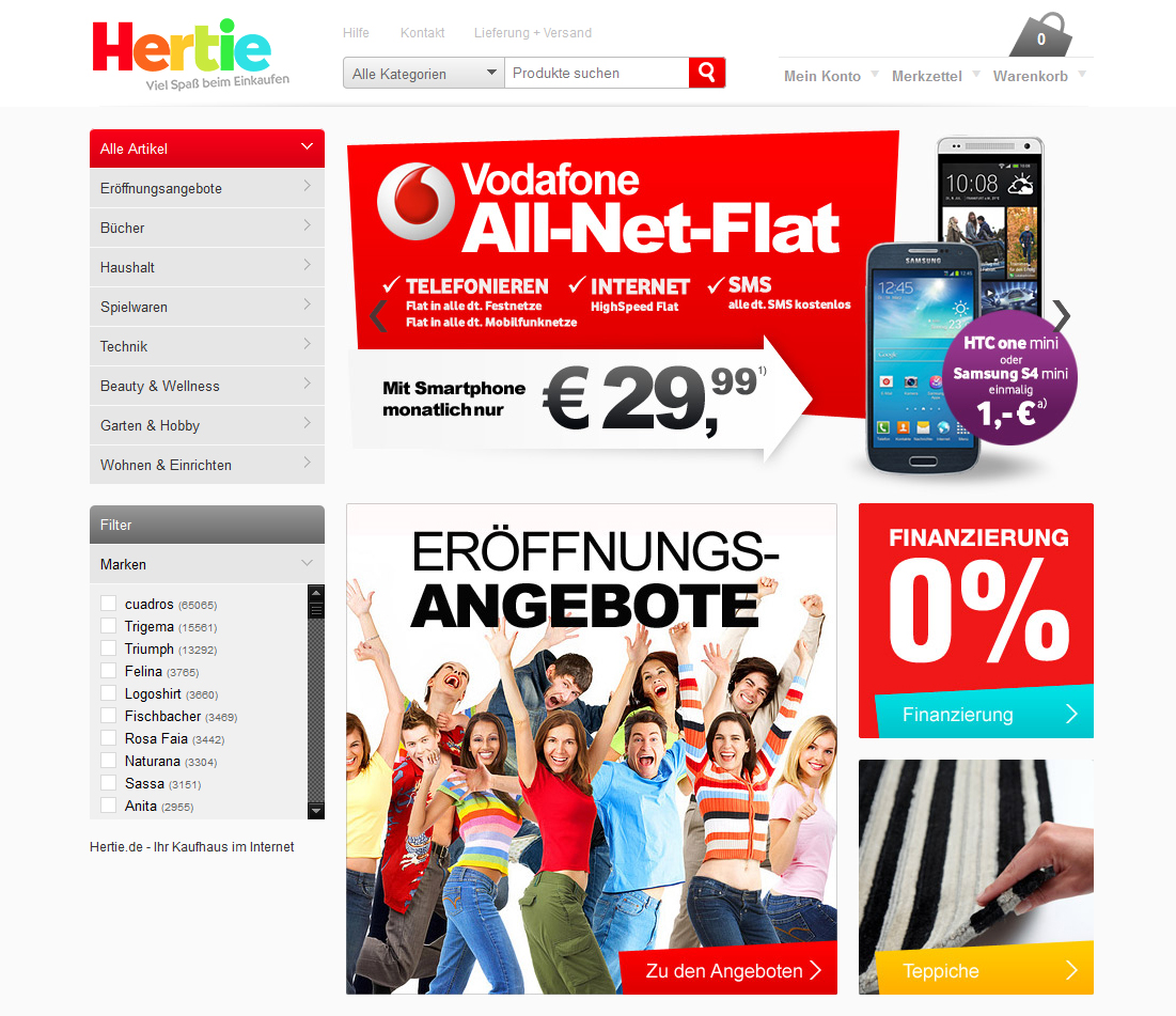 Hertie Online-Shop Screenshot